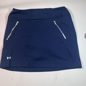 Under Armour Heat Gear Skort Skirt Women Size M Navy Golf Tennis Zip Pockets